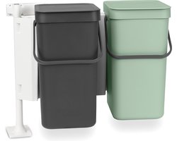 Brabantia Sort & Go Inbouw Prullenbak - 2 x 12 liter - Jade Green/Grey