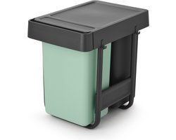 Brabantia Sort & Go Inbouw Prullenbak - 2 x 15 liter - Jade Green en Dark Grey