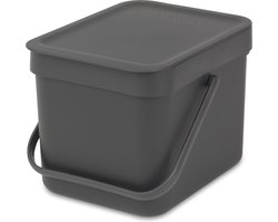 Brabantia Sort & Go Prullenbak - 6 liter - Dark Grey
