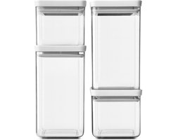 Brabantia Tasty+ Voorraadbussen - Stapelbaar - 2x 0,7 l & 2x 1,6 l - Light Grey