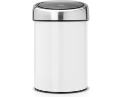 Brabantia Touch Bin Prullenbak - 3 liter - Badkamer - White / Brilliant Steel deksel