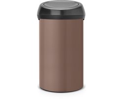 Brabantia Touch Bin Prullenbak - 60 l - Satin Taupe/Matt Black deksel