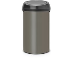 Brabantia Touch Bin Prullenbak - 60 liter - Platinum/Matt Black deksel