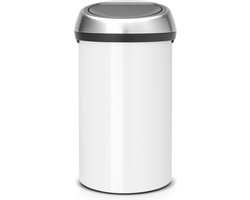 Brabantia Touch Bin Prullenbak - 60 liter - White / Matt Steel Fingerprint Proof deksel