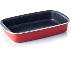 Brabantia TRADITION Ovenschaal -35 cm –Rechthoekig- Braadslede- Dubbele anti-aanbaklaag – Vaatwasbestendig -Retro style- Rood