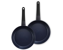 Brabantia VANTA 2-delige Koekenpannenset Ø 24 & 28cm – 100% PFAS Vrij - Keramische Antiaanbaklaag Titanium Versterkt – Pannenset inductie – Zwart
