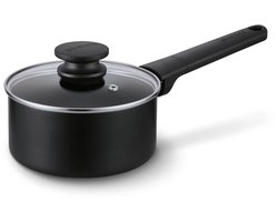 Brabantia VANTA Steelpan met Deksel -Ø 16 cm - Sauspan - Keramische Antiaanbaklaag Titanium Versterkt - Geschikt voor Inductie - 100% PFAS Vrij - Zwart