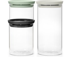 Brabantia Voorraadpotten - Stapelbaar - 0,3 & 0,6 & 1,1 l - Glas