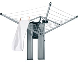 Brabantia WallFix Wanddroogrek - met Opberg-/Beschermbox - 24 m - Metallic Grey