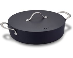 Brabantia Zenn Skillet /Hapjespan - Ø 28 cm - Glazen deksel - 100 % gerecycled - Dubbele antilkleeflaag - PFAS-vrij - Geschikt voor inductie