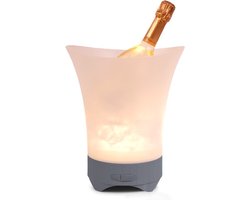 BRAINZ LED Koeler Deluxe - Bluetooth Speaker - Ijsemmer - LED Verlichting - Grijs/Wit