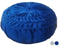 Bram | zitkussen | royalblauw | velours | Ø 45 cm, hoogte 30 cm | poef | hocker | Kruk | hockers en poefen | fluwelen poef | Wood Selections