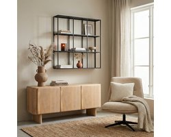 Branco Wandrek Zwart - Modern Industrieel Open Boekenrek