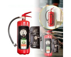 Brandblusser barkast industrieel – barmeubel barkast – drankkast drankrek globebar wereldbol whiskey - mancave decoratie