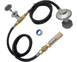 Brander Aansluitkit - Gasregelaar Slang - Vuurkorf Bouwen - 150K BTU Messing - 60 inch Slang - Zilver