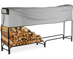 brandhout rek metaal - 22 x 245 x 40 cm - extra breed - met hoes - binnen - buiten