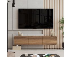Brandloop Trois Zwevend tv-meubel - 3 Kleppen - Walnootkleur