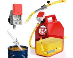 Brandstofpomp met autostopsensor, 2,4 GPM, elektrische olie-afzuigpomp met 4 adaptermaten, elektrische benzinepomp voor jerrycans, brandstof overvulpomp voor diesel, olie, benzine