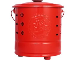 Brandton RVS - Vuurton Buiten - Ritueel Verbranden - Vonkdicht Deksel - 28x28x28 cm - Rood