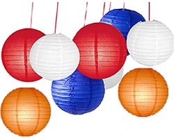 BRANDVERTRAGEND Lampionnen Combinatie pakket Holland - rood - wit - blauw - oranje - 40 stuks - WK decoratie versiering - onverlicht