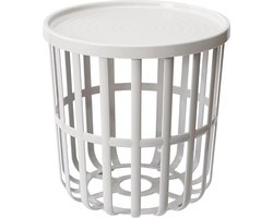 BranQ - Bijzettafel - Salontafel - Rond - Met opbergmand - 40 x 40 x 40 cm - Wit