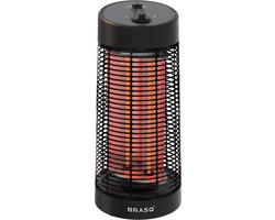 BRASQ Elektrische Terrasverwarmer staand – Tafelmodel - 1200 watt - 2 Warmtestanden – met Zwenkfunctie - Infrarood Heater – Spatwaterdicht - Verwarming Voor Binnen en Buiten - Zwart