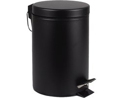 BRASQ Pedaalemmer 12 Liter - Zwart - PB112 - Prullenbak met uitneembare Pedaalemmer - Prullenbak - Vuilnisbak - Vuilbak - Afvalbak - Badkamer of toilet