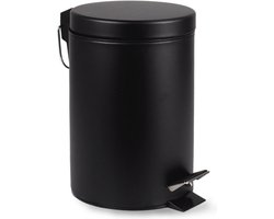 BRASQ Pedaalemmer 3 Liter - Zwart - PB103 - Prullenbak met uitneembare Pedaalemmer - Prullenbak - Vuilnisbak - Vuilbak - Afvalbak - Badkamer of toilet