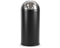 BRASQ Push Bin - Prullenbak Zwart - Vuilnisbak met uitneembare afvalemmer - 30 liter - Afvalbak - Prullenbakken