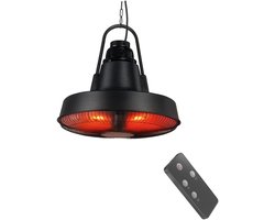 BRASQ Retro Elektrische Terrasverwarmer hangend – 3 warmtestanden – met afstandsbediening – IP24 -Spatwaterdicht - Voor binnen en buiten – 2000 W