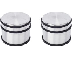 BRASQ Set van 2 Deurstoppers - Deurstopper RVS met anti slip - 1,1 Kg Voor binnen en buiten - Deurbuffer ⌀9 x 7,5 cm