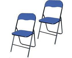 BRASQ Set van 2 Klapstoelen Blauw Zwart - Opvouwbare stoelen 43x38x78 cm - PVC - Eettafelstoelen