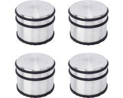 BRASQ Set van 4 Deurstoppers - Deurstopper RVS met anti slip - 1,1 Kg Voor binnen en buiten - Deurbuffer ⌀9 x 7,5 cm