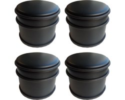 BRASQ Set van 4 Deurstoppers - Deurstopper Zwart met anti slip - 1,1 Kg Voor binnen en buiten - Deurbuffer ⌀9 x 7,5 cm