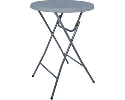 BRASQ Statafel Grijs - ø80 x 110 cm - staantafel - partytafel - Bartafel - voor binnen en buiten - Vouwtafel - Inklapbaar - kunststof en metaal
