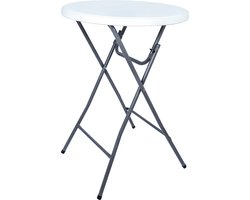 BRASQ Statafel Wit/Grijs – Ø80 x 110 cm – Staantafel – Partytafel – Bartafel – Voor Binnen en Buiten – Vouwtafel – Inklapbaar – Kunststof en Metaal