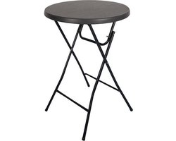 BRASQ Statafel Zwart ø80 x 110 cm - Bartafel - Vouwtafel - Inklapbaar van kunststof en metaal voor binnen en buiten