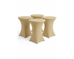 BRASQ Statafelrok Goud - ∅80-74 x110 cm - Set van 4 - Statafelhoes - Stretch Rok - Tafelrok voor statafel