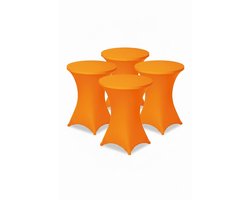 BRASQ Statafelrok Oranje - ∅80-74 x110 cm - Set van 4 - Statafelhoes - Stretch Rok - Tafelrok voor statafel