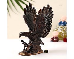 Brass Flying Eagle Statue - Adelaar Sculptuur Feng Shui Garuda - 8 Inch Bruin Thuissierkunst voor Kantoor en Woonkamer Decoratie - Vastu Geschenk