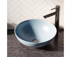 Brauer Bowl Waskom - Rond - 40 cm - Keramiek - Mat - Pastel Blauw