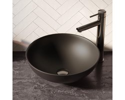 Brauer Bowl Waskom - Rond - 40 cm - Keramiek - Mat - Zwart