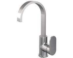 Brauer Brushed Edition Hoge Opbouw Wastafelmengkraan met Draaibare Platte Uitloop Model C RVS Geborsteld PVD