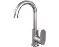 Brauer Brushed Edition Hoge Opbouw Wastafelmengkraan met Draaibare Ronde Uitloop Model C RVS Geborsteld PVD