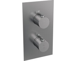 BRAUER Brushed Edition thermostatische inbouw regendouche 3-weg omstelling SET 25 met 20 cm douchekop en rechte muurarm en staaf handdouche en doucheslang en wandaansluitbocht RVS geborsteld PVD