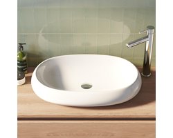 Brauer Cloud Waskom - Plat Ovaal - 63 cm - Keramiek - Hoogglans - Wit