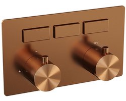 Brauer Copper Edition - 3 Weg - Inbouwthermostaat - Drukknoppen - In/afbouwdelen - Koper Geborsteld PVD