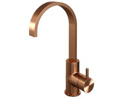 Brauer Copper Edition Hoge Opbouw Wastafelmengkraan met Draaibare Platte Uitloop Model B Koper Geborsteld PVD