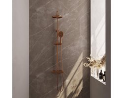 Brauer Copper Edition Opbouw Thermostatische Regendoucheset - Hoofddouche 20 cm - Handdouche 3 Standen - Doucheslang - Koper Geborsteld Pvd