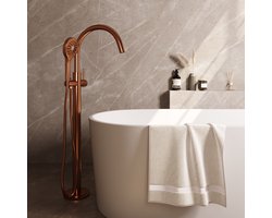 Brauer Copper Edition Staande Badkraan - handdouche rond 3 standen - 2 gladde knoppen - PVD - geborsteld koper